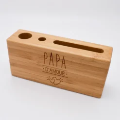 Outlet HappyBulle Organiseur de bureau personnalisé 14,6x6,5 cm bois gravé