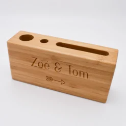 Outlet HappyBulle Organiseur de bureau personnalisé 14,6x6,5 cm bois gravé