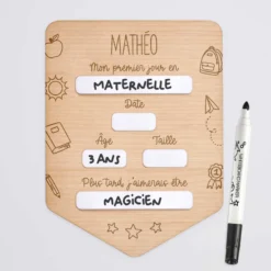 HappyBulle Pancarte rentrée scolaire personnalisée bois gravé 15x20 cm