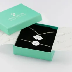 Sale HappyBulle Parure enfant personnalisé pendentif médaille gravée argent nuage 20x14 mm et bracelet chaîne médaille gravée argent 15 mm Argent rhodié 925