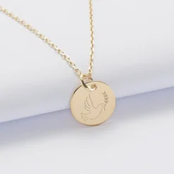 Best HappyBulle Pendentif Baptême enfant personnalisé médaille gravée plaqué or 15 mm Plaqué or 18k