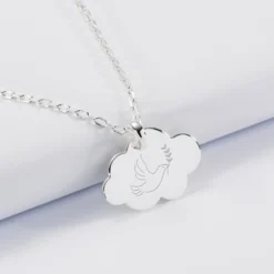 Discount HappyBulle Pendentif baptême enfant personnalisé médaille gravée argent nuage 20x14 mm Argent rhodié 925