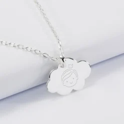 Discount HappyBulle Pendentif baptême enfant personnalisé médaille gravée argent nuage 20x14 mm Argent rhodié 925