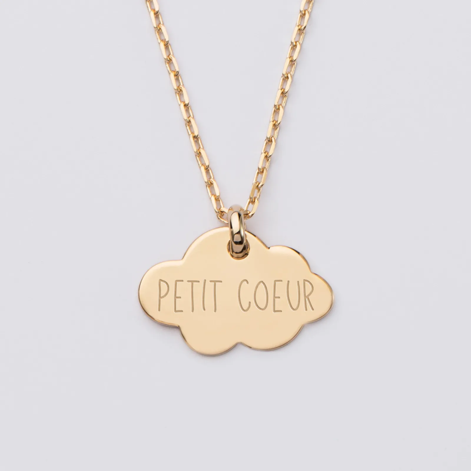 Hot HappyBulle Pendentif baptême enfant personnalisé médaille gravée plaqué or nuage 20x14 mm Plaqué or 18k