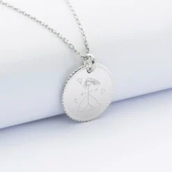 Online HappyBulle Pendentif bohème personnalisé médaille gravée argent 19 mm - Nos petits imparfaits
