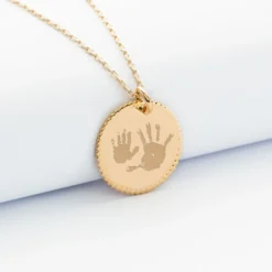 Clearance HappyBulle Pendentif bohème personnalisé médaille gravée plaqué or 19 mm Plaqué or 18k