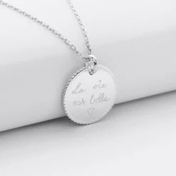 Hot HappyBulle Pendentif bohème personnalisé médaille gravée argent 19 mm Argent rhodié 925
