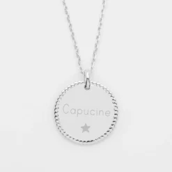 Hot HappyBulle Pendentif bohème personnalisé médaille gravée argent 19 mm Argent rhodié 925