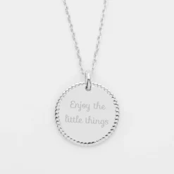 Hot HappyBulle Pendentif bohème personnalisé médaille gravée argent 19 mm Argent rhodié 925