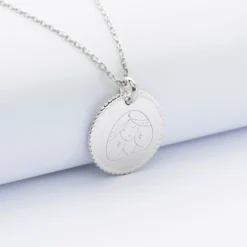 Hot HappyBulle Pendentif bohème personnalisé médaille gravée argent 19 mm Argent rhodié 925