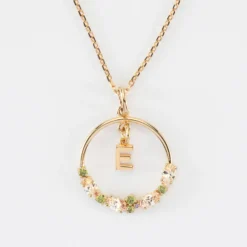 Online HappyBulle Pendentif cercle scintillant coloré personnalisé médaille plaqué or lettre initiale 5 mm