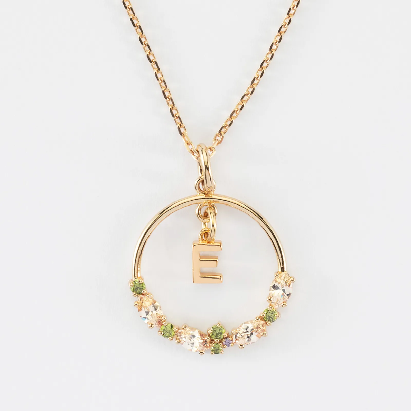 Online HappyBulle Pendentif cercle scintillant coloré personnalisé médaille plaqué or lettre initiale 5 mm