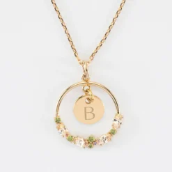 Clearance HappyBulle Pendentif cercle scintillant coloré personnalisé médaille gravée plaqué or 10 mm