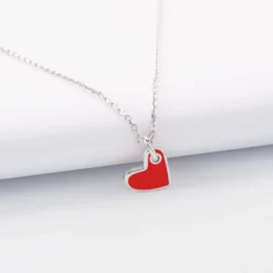 Sale HappyBulle Pendentif coeur email argent 10 mm Argent rhodié 925