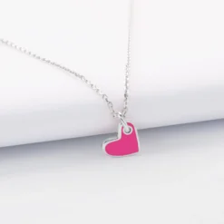 Sale HappyBulle Pendentif coeur email argent 10 mm Argent rhodié 925