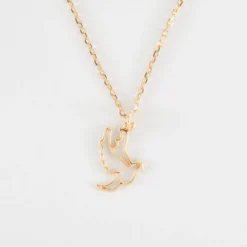 Best HappyBulle Pendentif colombe plaqué or 18 mm Plaqué or 18k