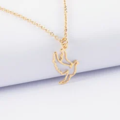 Best HappyBulle Pendentif colombe plaqué or 18 mm Plaqué or 18k