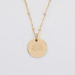 Best HappyBulle Pendentif Cérémonie enfant personnalisé médaille gravée plaqué or 15 mm Plaqué or 18k