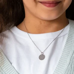 Clearance HappyBulle Pendentif Cérémonie enfant personnalisé médaille gravée argent 15 mm Argent rhodié 925