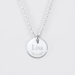 Clearance HappyBulle Pendentif Cérémonie enfant personnalisé médaille gravée argent 15 mm Argent rhodié 925