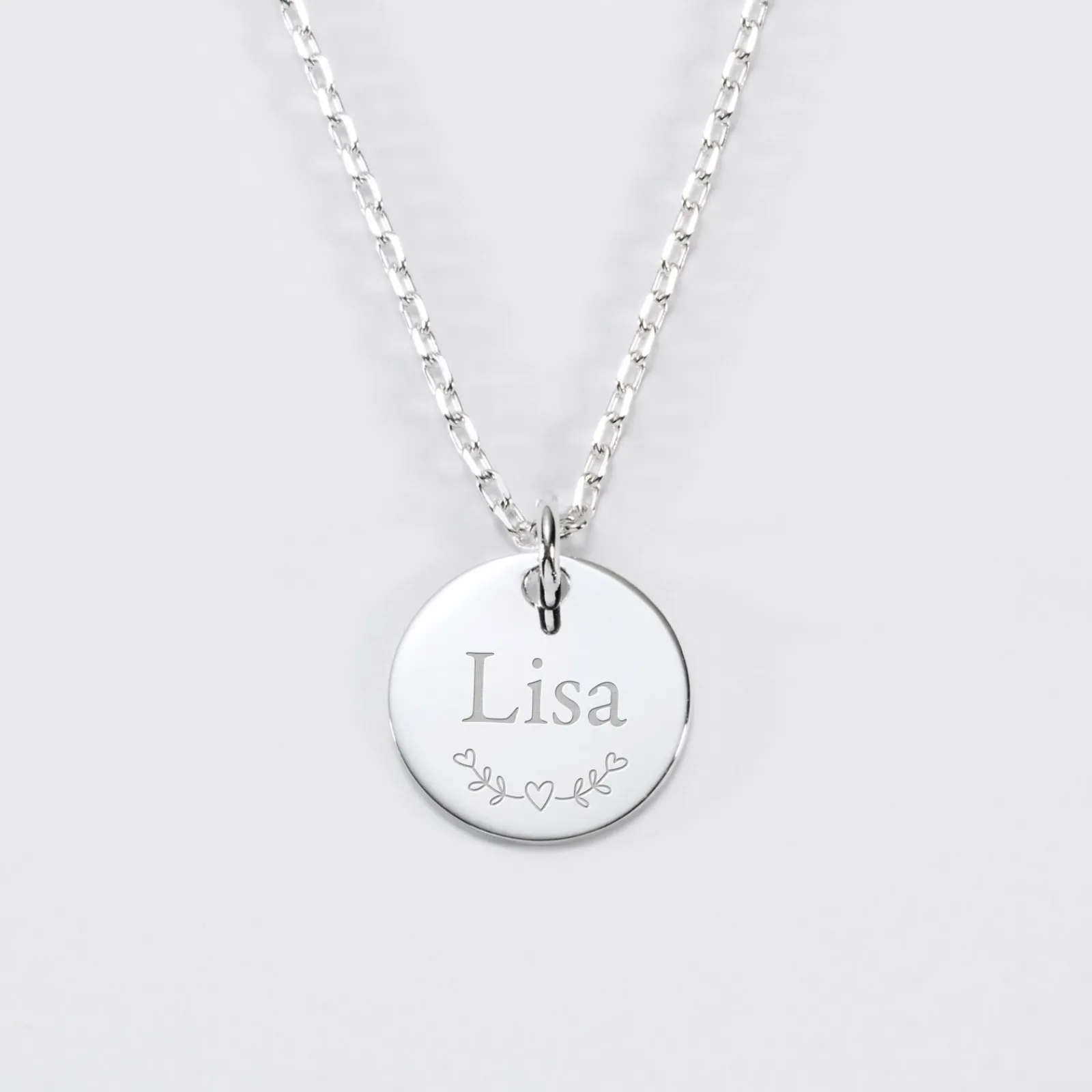 Clearance HappyBulle Pendentif Cérémonie enfant personnalisé médaille gravée argent 15 mm Argent rhodié 925
