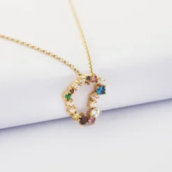 Sale HappyBulle Pendentif cœur scintillant coloré plaqué or 18x15 mm