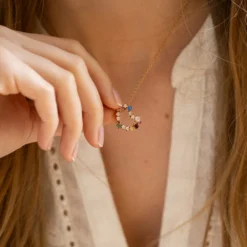 Sale HappyBulle Pendentif cœur scintillant coloré plaqué or 18x15 mm