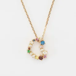 Sale HappyBulle Pendentif cœur scintillant coloré plaqué or 18x15 mm