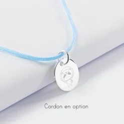New HappyBulle Pendentif enfant calligraphie personnalisé médaille gravée argent 15 mm
