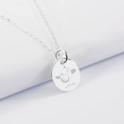 New HappyBulle Pendentif enfant calligraphie personnalisé médaille gravée argent 15 mm
