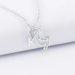 Outlet HappyBulle Pendentif enfant colombe argent 18 mm et breloque lettre initiale 5 mm Argent rhodié 925