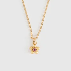 Sale HappyBulle Pendentif enfant fleur zircon plaqué or 8 mm