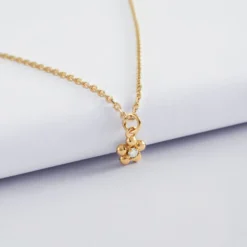 Sale HappyBulle Pendentif enfant fleur zircon plaqué or 8 mm