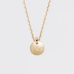 New HappyBulle Pendentif enfant initiale personnalisé médaille gravée plaqué or 10 mm Plaqué or 18k