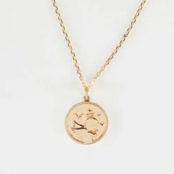 Sale HappyBulle Pendentif enfant personnalisé médaille gravée plaqué or ange texturée 14 mm Plaqué or 18k