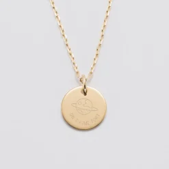 New HappyBulle Pendentif enfant personnalisé médaille gravée plaqué or 15 mm - Edition spéciale KIDS Plaqué or 18k