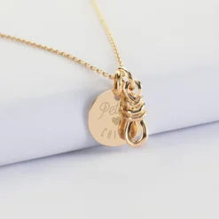 Clearance HappyBulle Pendentif enfant personnalisé "Le lien" et médaille gravée plaqué or 15 mm - x Lilylovesfashion Plaqué or 18k