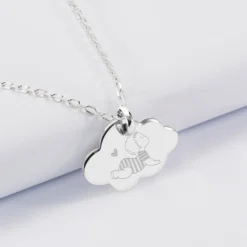 Online HappyBulle Pendentif enfant personnalisé illustration bébé médaille gravée argent nuage 20x14 mm - x Marie Savart Argent rhodié 925