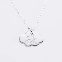 Online HappyBulle Pendentif enfant personnalisé illustration bébé médaille gravée argent nuage 20x14 mm - x Marie Savart Argent rhodié 925