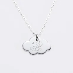 Online HappyBulle Pendentif enfant personnalisé illustration bébé médaille gravée argent nuage 20x14 mm - x Marie Savart Argent rhodié 925