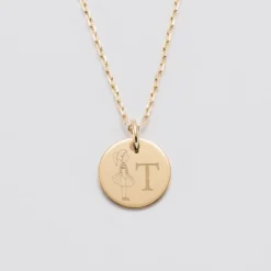 Clearance HappyBulle Pendentif enfant personnalisé initiale médaille gravée plaqué or 15 mm - x Marie Savart Plaqué or 18k