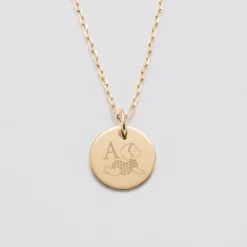 Clearance HappyBulle Pendentif enfant personnalisé initiale médaille gravée plaqué or 15 mm - x Marie Savart Plaqué or 18k
