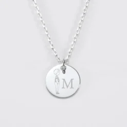 Hot HappyBulle Pendentif enfant personnalisé initiale médaille gravée argent 15 mm - x Marie Savart Argent rhodié 925