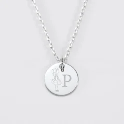 Hot HappyBulle Pendentif enfant personnalisé initiale médaille gravée argent 15 mm - x Marie Savart Argent rhodié 925