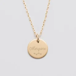 Discount HappyBulle Pendentif enfant personnalisé médaille gravée plaqué or 15 mm Plaqué or 18k