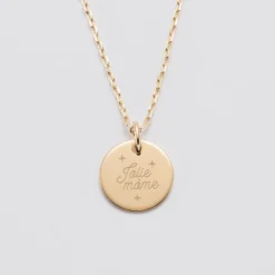 Discount HappyBulle Pendentif enfant personnalisé médaille gravée plaqué or 15 mm Plaqué or 18k