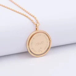 Clearance HappyBulle Pendentif enfant personnalisé médaille réversible Eternelle gravée plaqué or 18 mm - x Capucine Plaqué or 18k