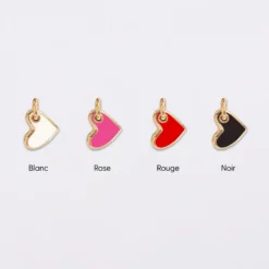 Sale HappyBulle Pendentif enfant personnalisé médaille gravée plaqué or 15 mm et breloque coeur email 10 mm Plaqué or 18k