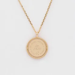 Discount HappyBulle Pendentif enfant personnalisé médaille réversible contour tressé Eternelle gravée plaqué or 18 mm - x Capucine Plaqué or 18k