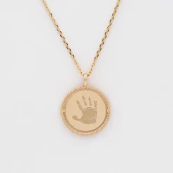 Discount HappyBulle Pendentif enfant personnalisé médaille réversible contour tressé Eternelle gravée plaqué or 18 mm - x Capucine Plaqué or 18k